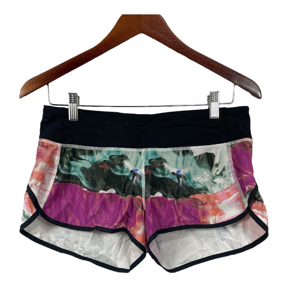 Lululemon Speed Shorts Pigment Wave Multi Pink and Black, Size 6